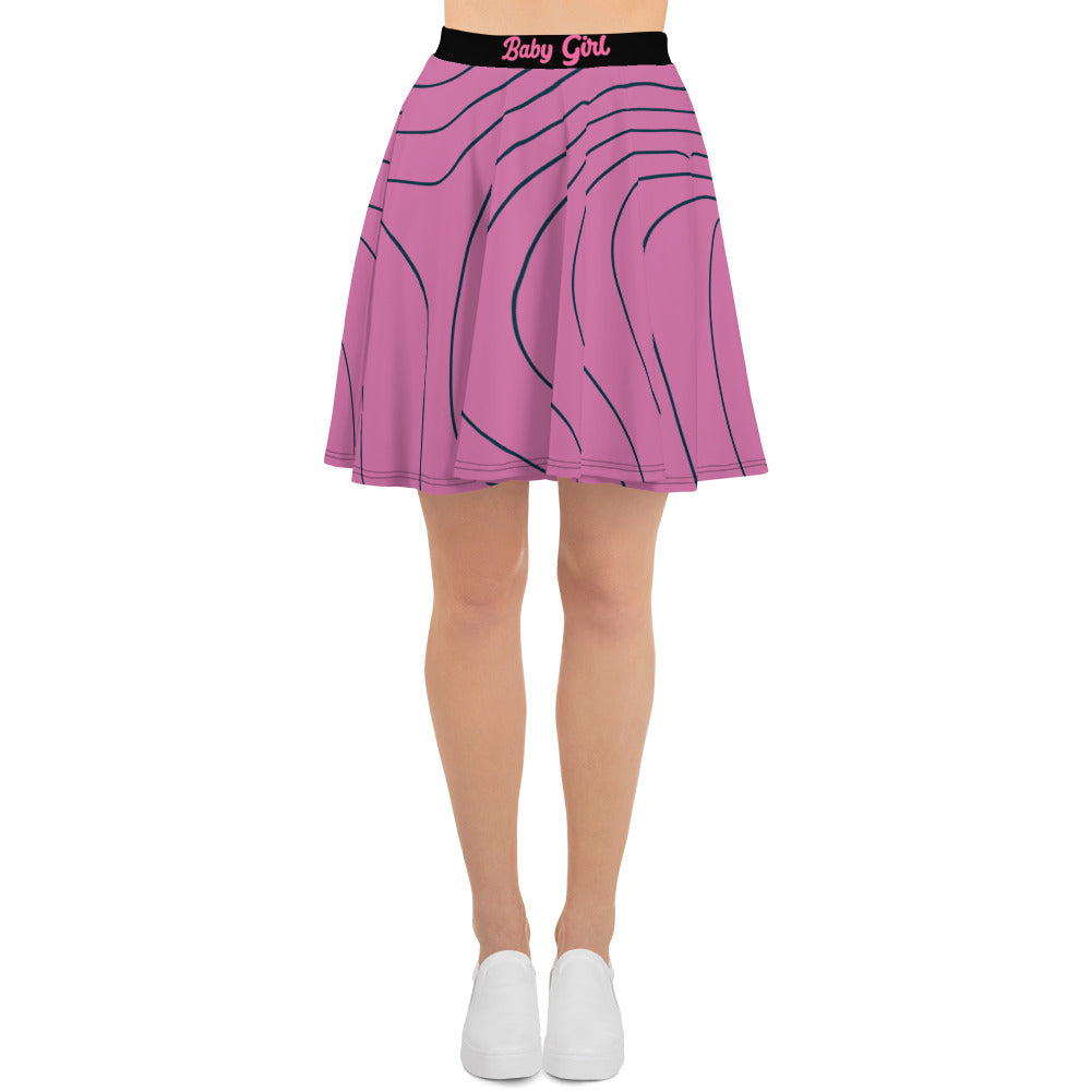 BabyGirl-Retro Flare Skirt(Pink Swirl)