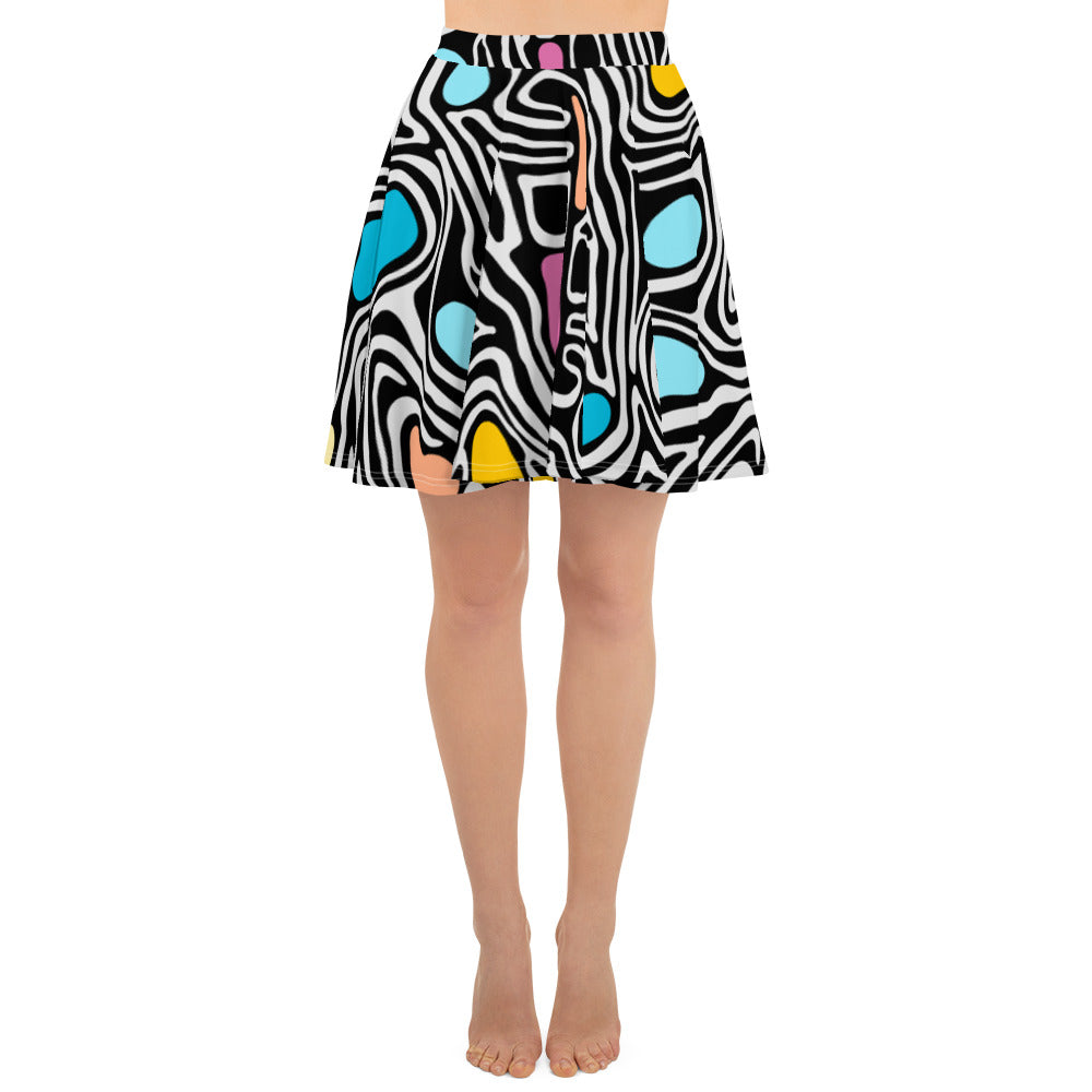 Colorful Twirls-Retro Flare Skirt