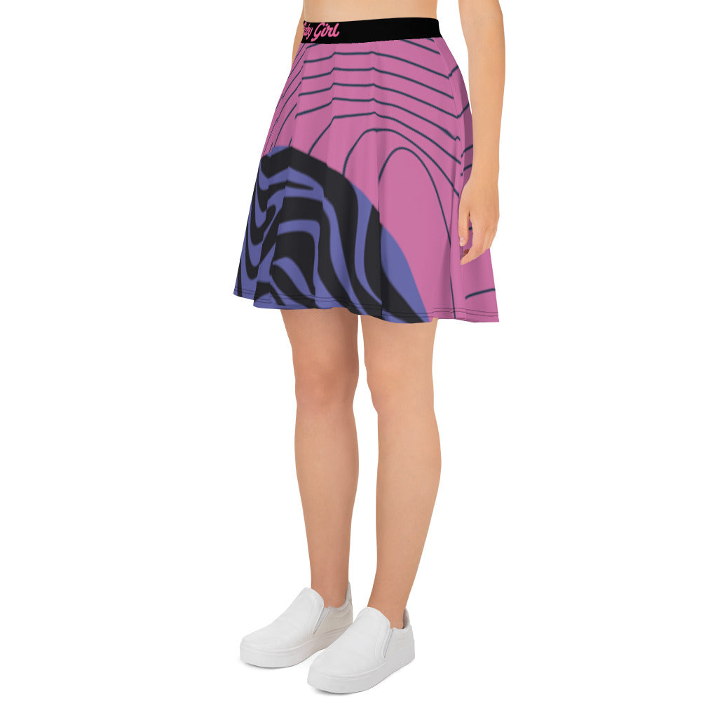 Pink& Purple Swirls-Retro Flare Skirt