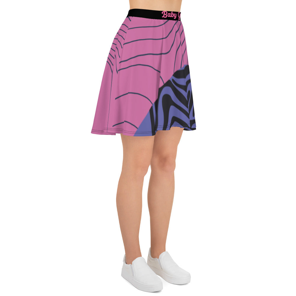 Pink& Purple Swirls-Retro Flare Skirt
