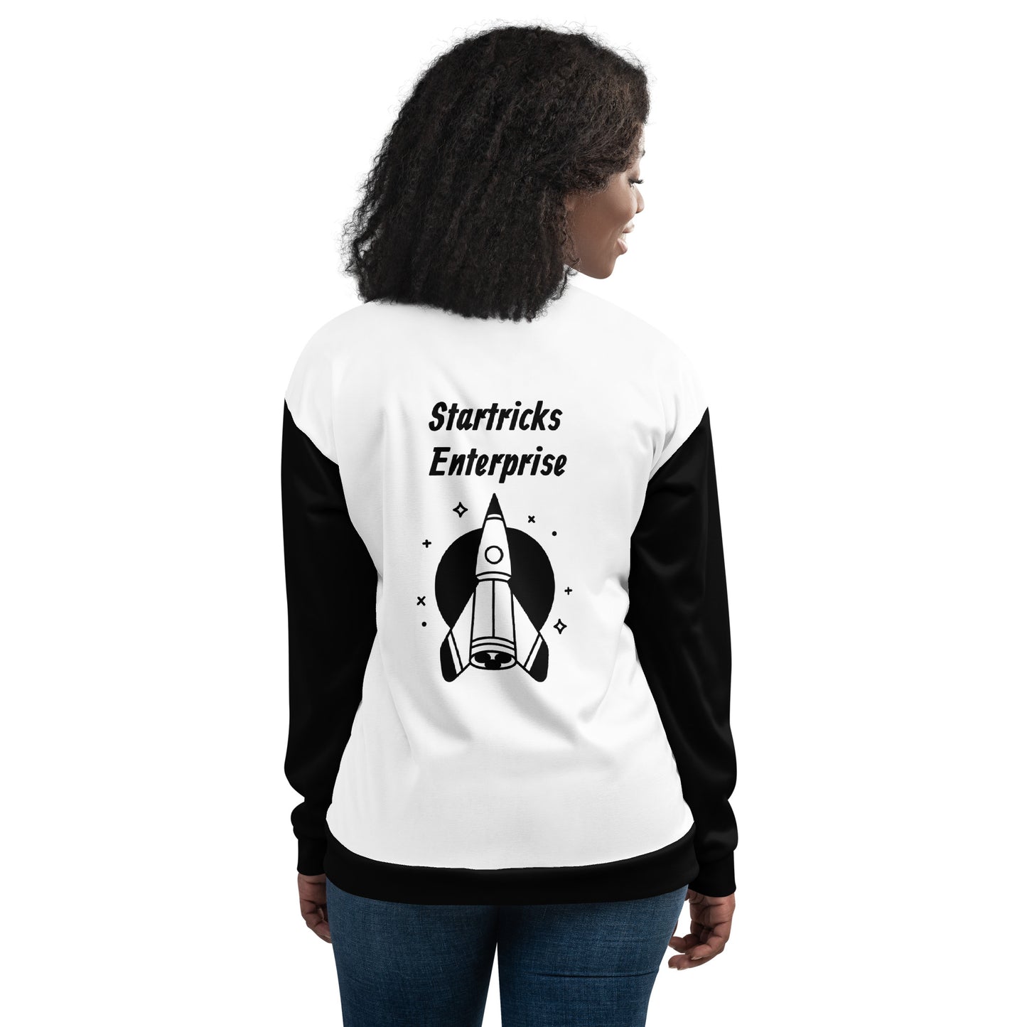 Startricks Enterprise-Black & White Unisex Bomber Jacket