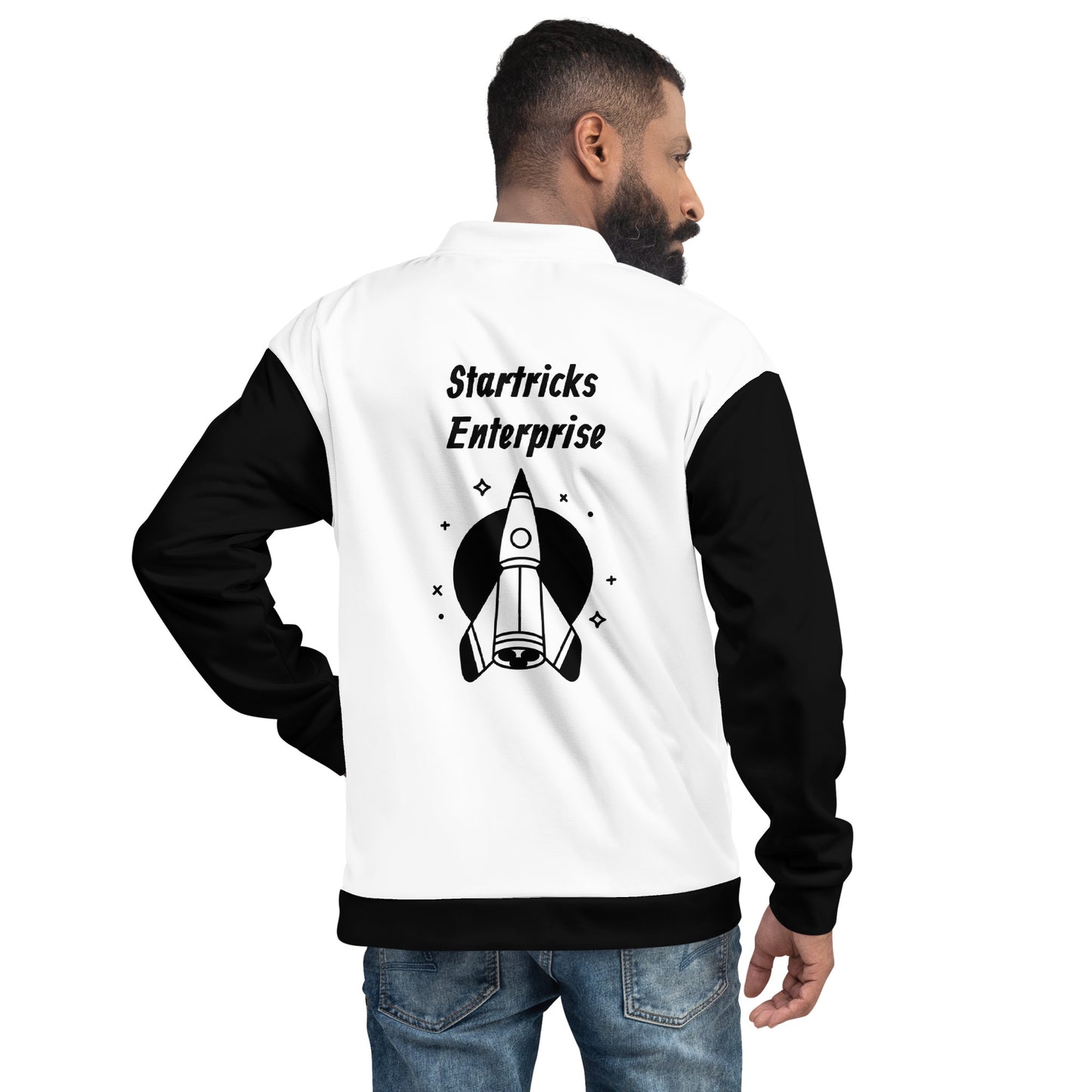 Startricks Enterprise-Black & White Unisex Bomber Jacket