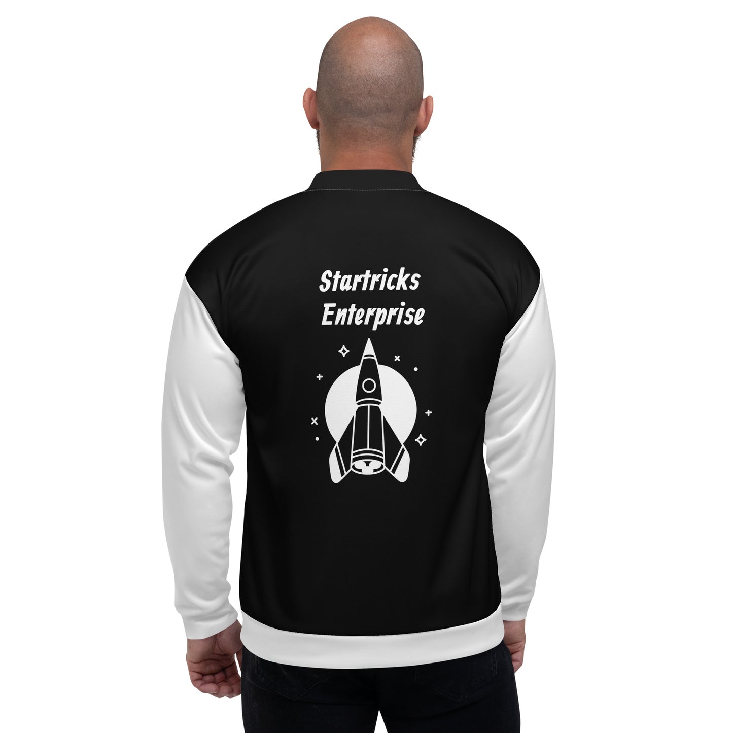 Startricks Enterprise -Black&White Unisex Bomber Jacket 2
