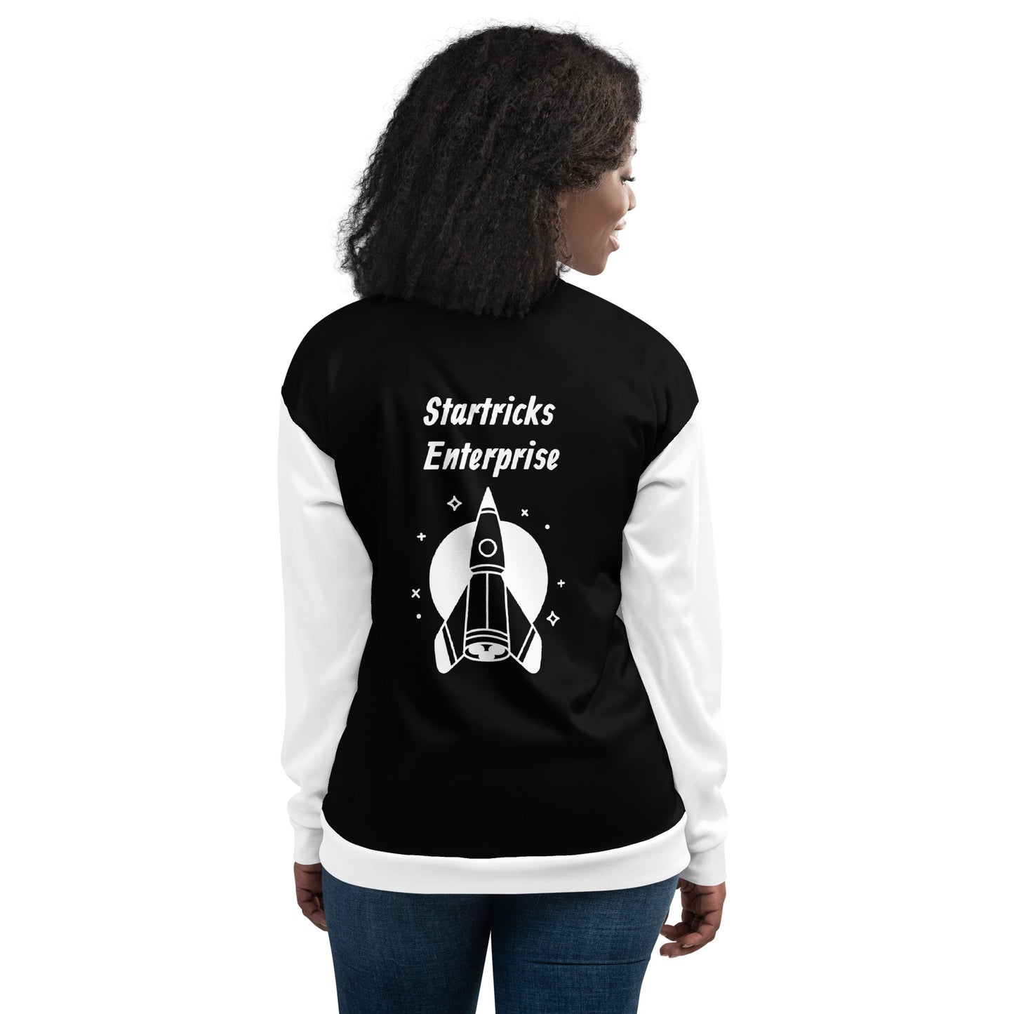 Startricks Enterprise -Black&White Unisex Bomber Jacket 2
