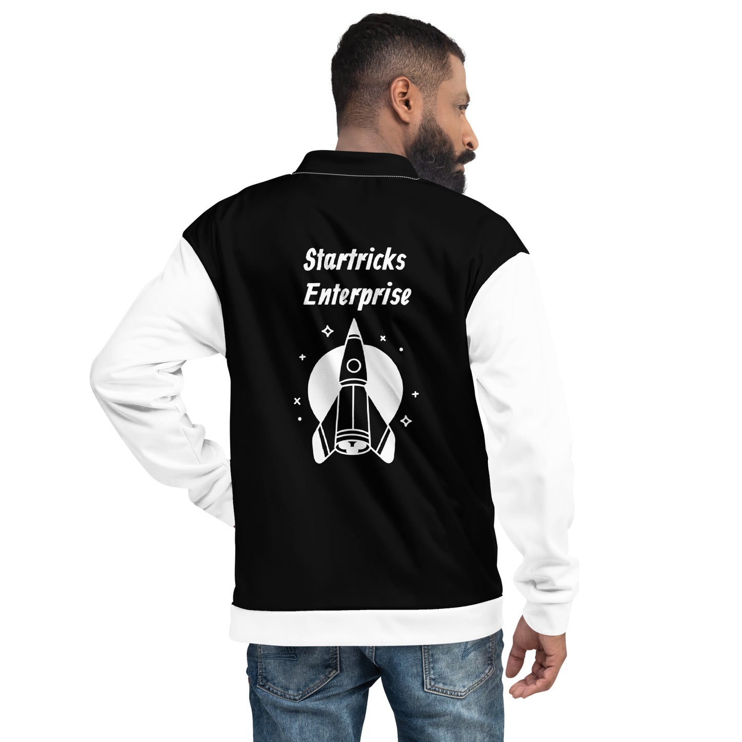 Startricks Enterprise -Black&White Unisex Bomber Jacket 2