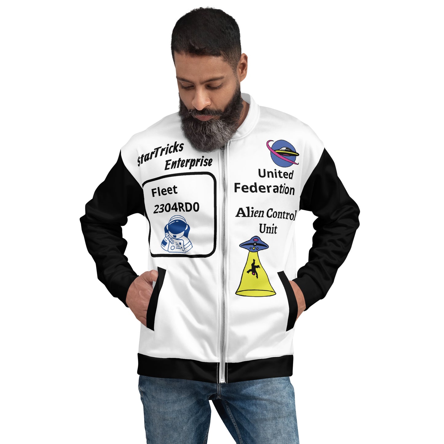 Startricks Enterprise-Black & White Unisex Bomber Jacket