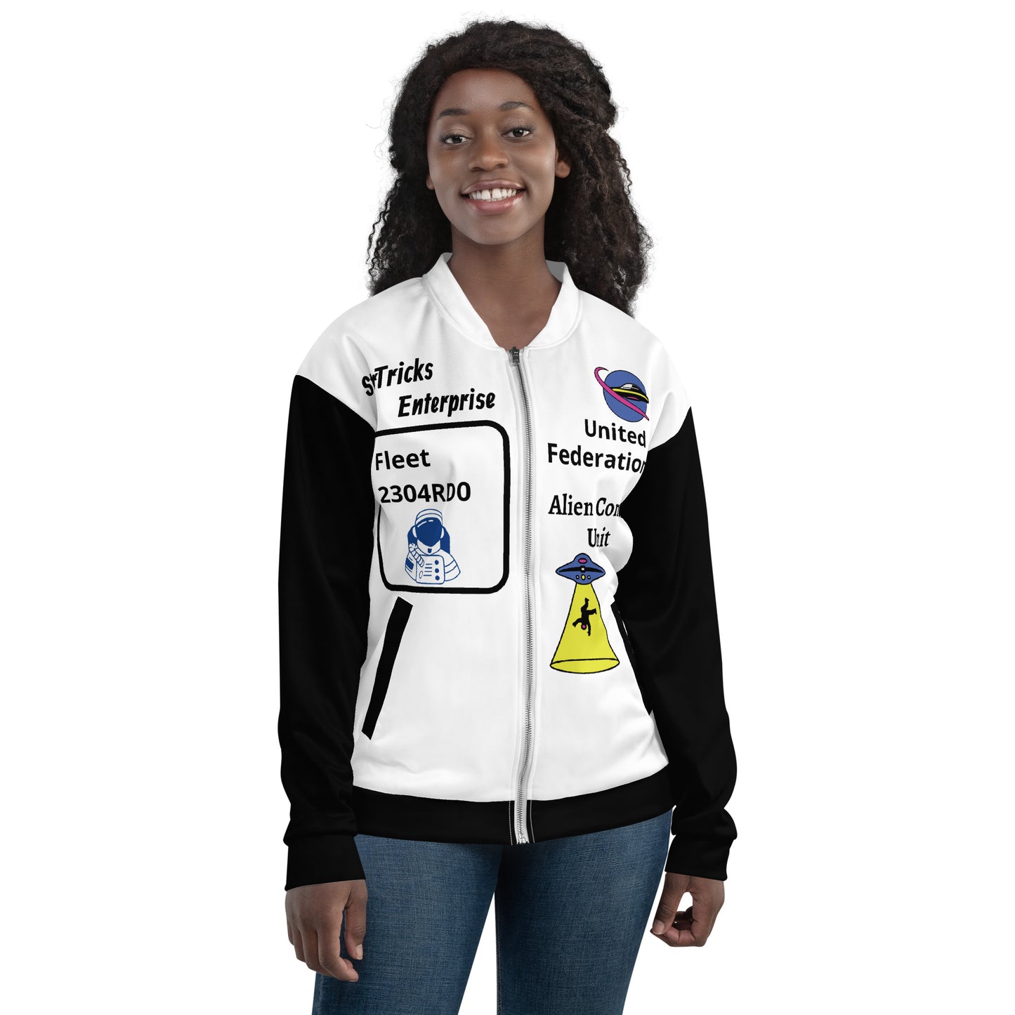 Startricks Enterprise-Black & White Unisex Bomber Jacket