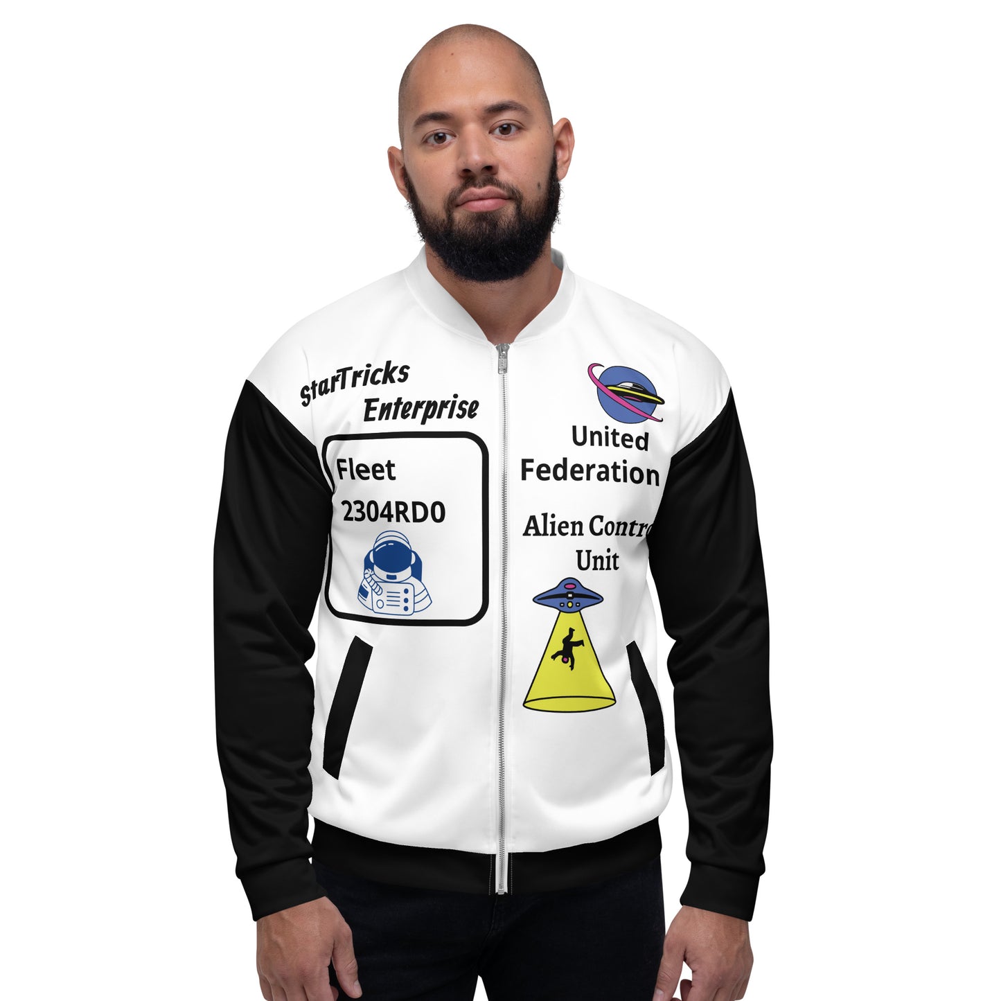 Startricks Enterprise-Black & White Unisex Bomber Jacket