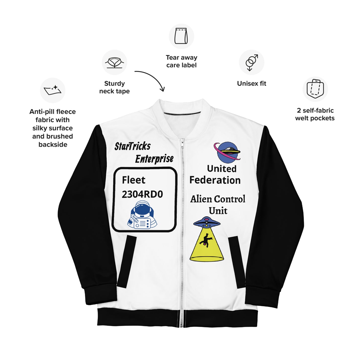 Startricks Enterprise-Black & White Unisex Bomber Jacket
