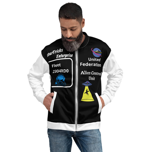Startricks Enterprise -Black&White Unisex Bomber Jacket 2