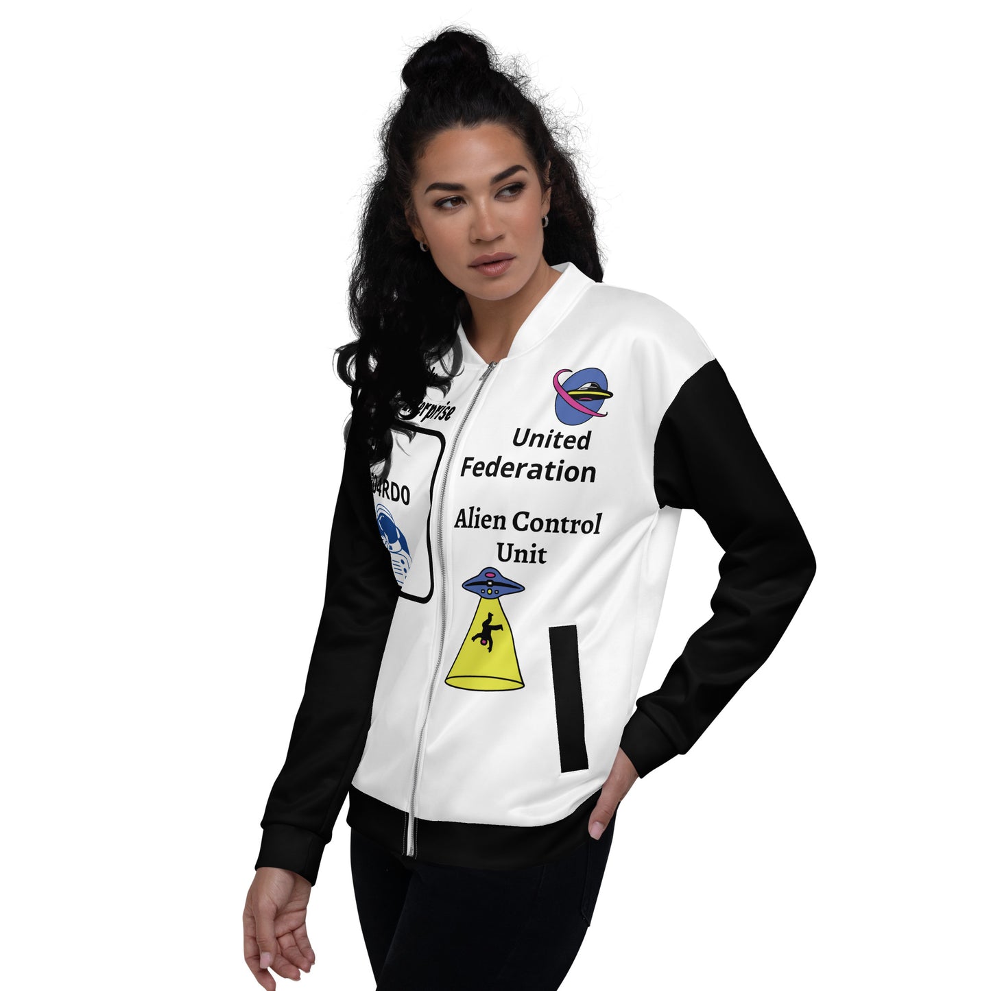 Startricks Enterprise-Black & White Unisex Bomber Jacket