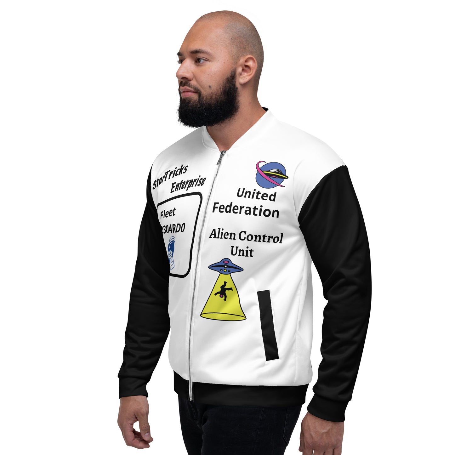 Startricks Enterprise-Black & White Unisex Bomber Jacket