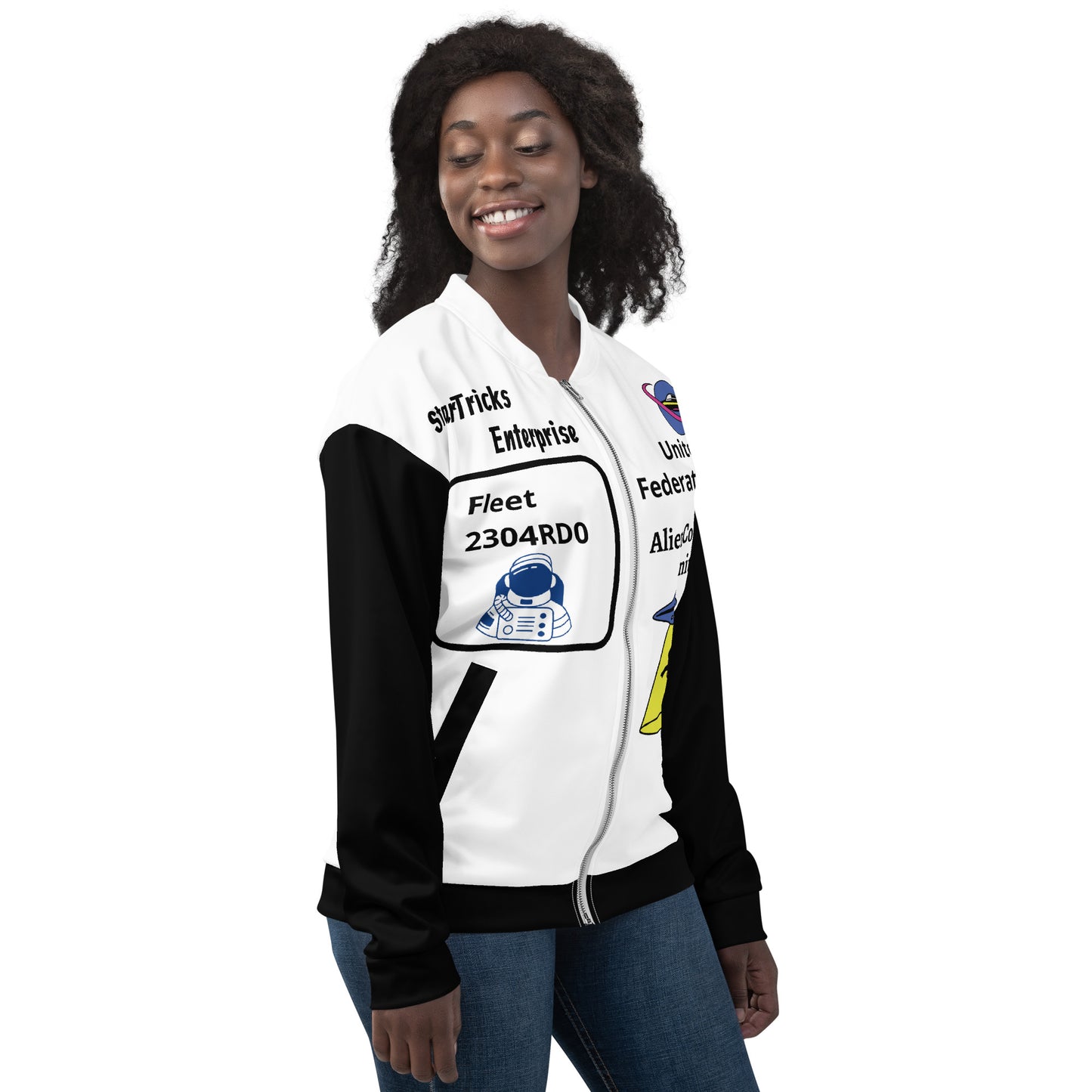 Startricks Enterprise-Black & White Unisex Bomber Jacket