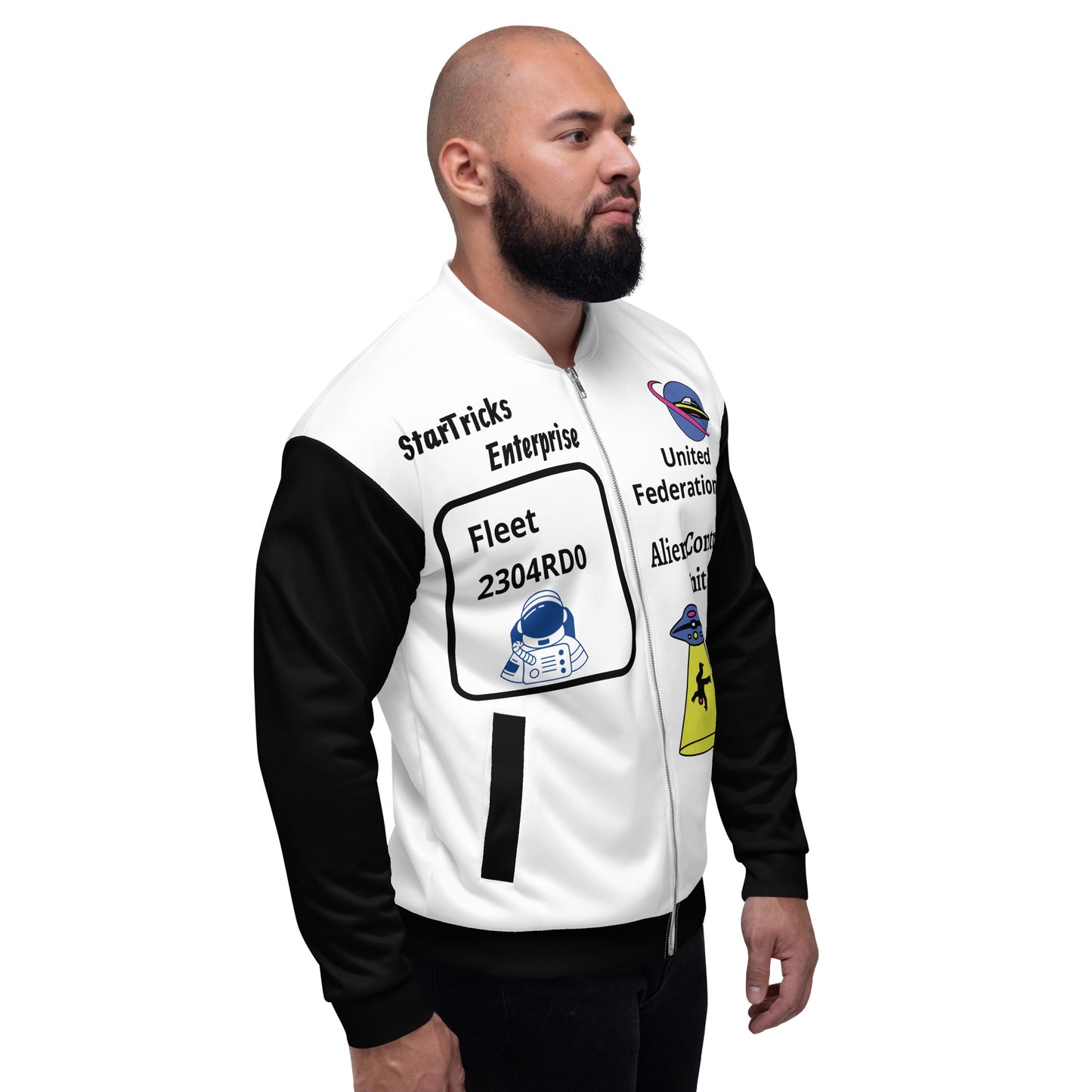 Startricks Enterprise-Black & White Unisex Bomber Jacket
