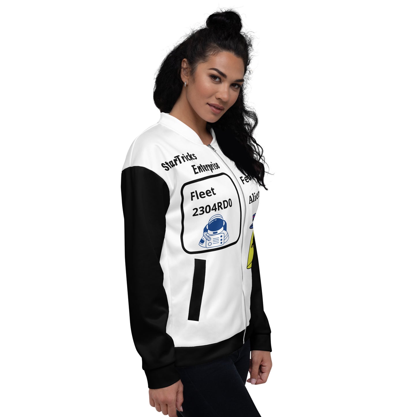 Startricks Enterprise-Black & White Unisex Bomber Jacket