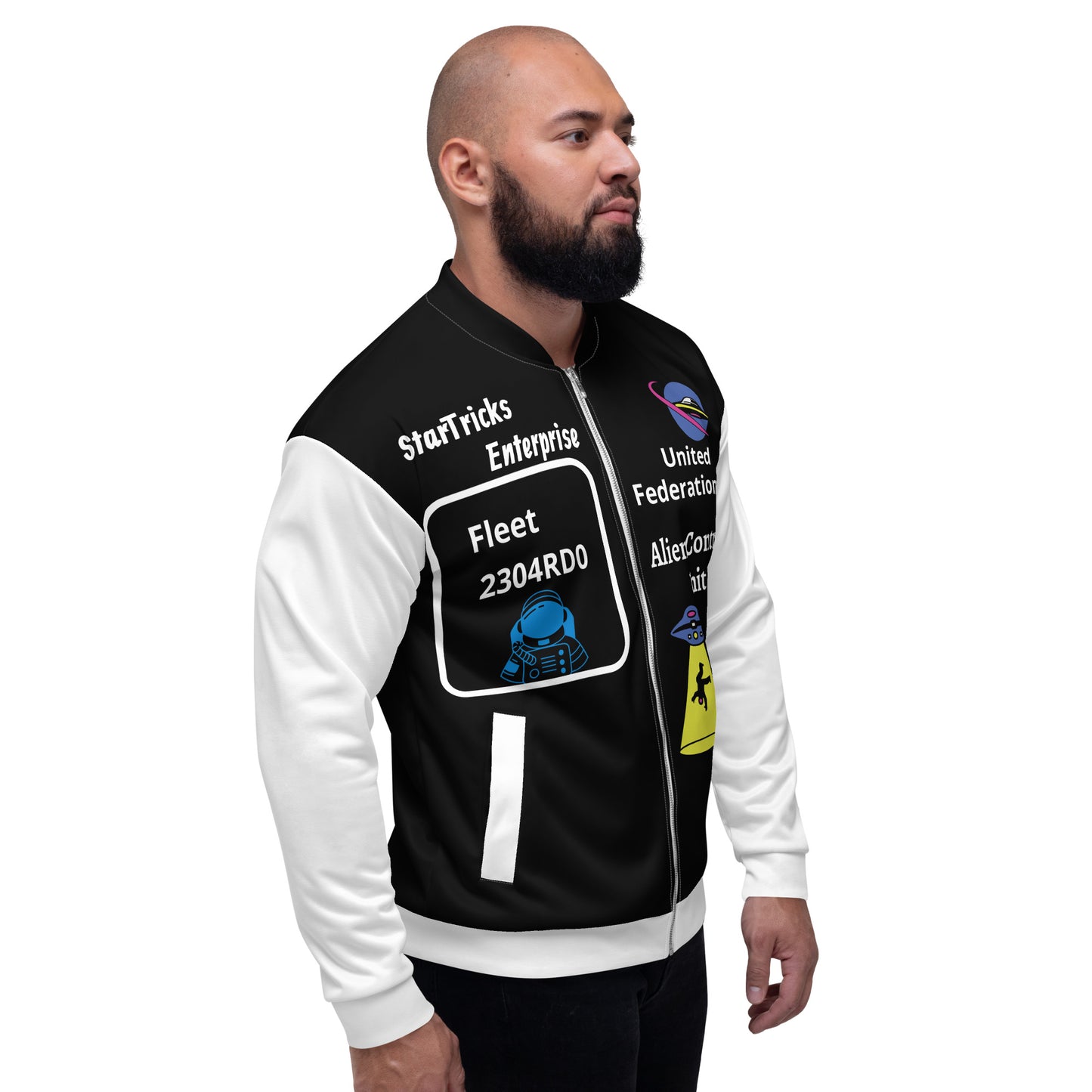 Startricks Enterprise -Black&White Unisex Bomber Jacket 2