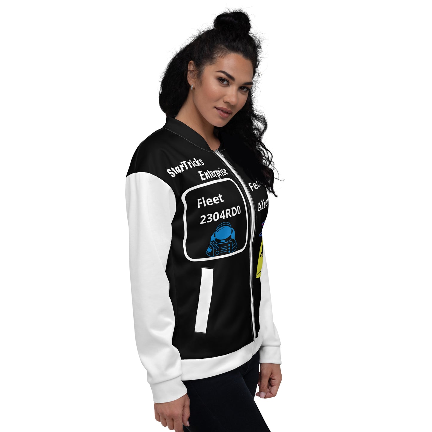 Startricks Enterprise -Black&White Unisex Bomber Jacket 2