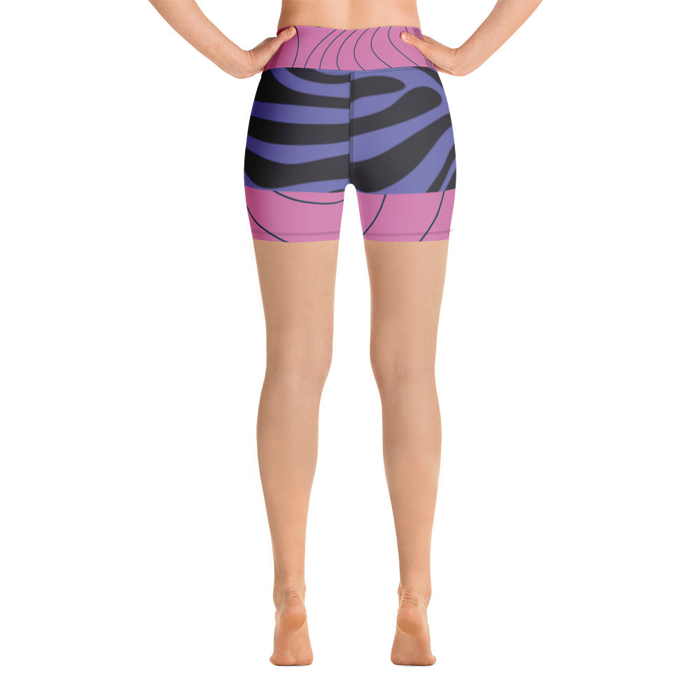 Pink&Purple Swirls-Retro Highwaist Shorts (version 3)