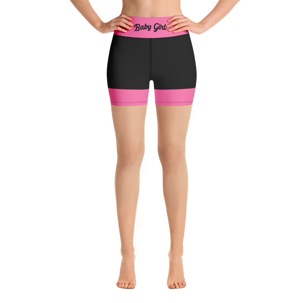 Babygirl Highwaist Shorts-Pink &Black