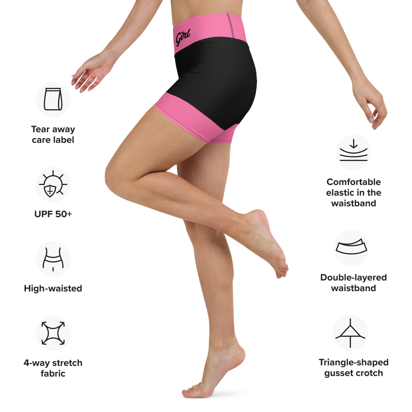 Babygirl Highwaist Shorts-Pink &Black