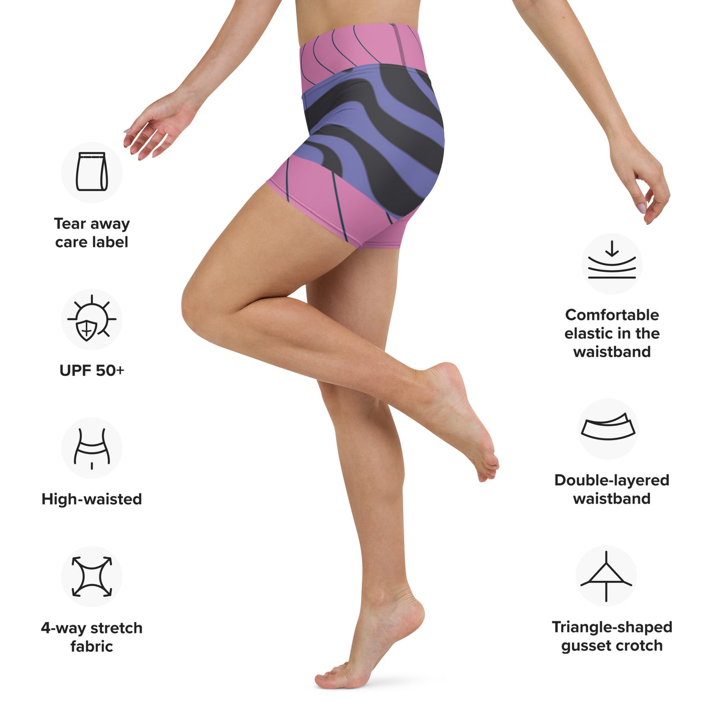 Pink&Purple Swirls-Retro Highwaist Shorts (version 3)