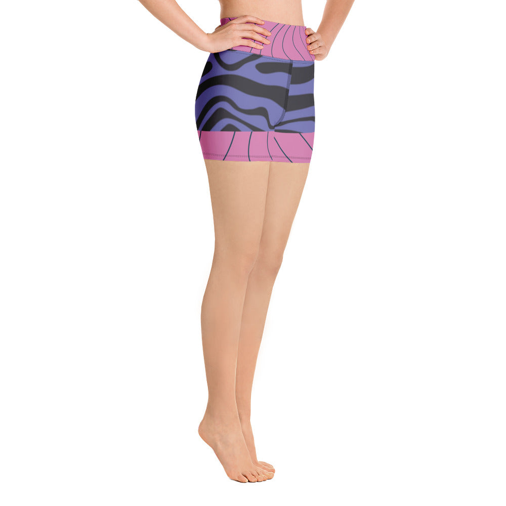 Pink&Purple Swirls-Retro Highwaist Shorts (version 3)